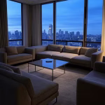 Sugar Daddy Red Flags: 20 Warning Signs You Need to Spot Before It's Too Late empty luxury apartment interior with city skyline view through windows, lonely atmosphere, high-end