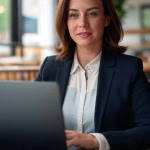 Is This Sugar Daddy Real? Verification Tricks That Actually Work (From Someone Who's Been There) Professional woman reviewing dating profile on laptop in modern coffee shop, natural lighting, confi