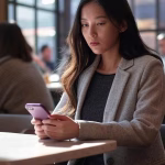 How to Break Up with a Sugar Daddy: Exit Scripts That Actually Work (Without Drama) A sophisticated young woman sitting alone at an upscale Manhattan coffee shop, holding her phone and