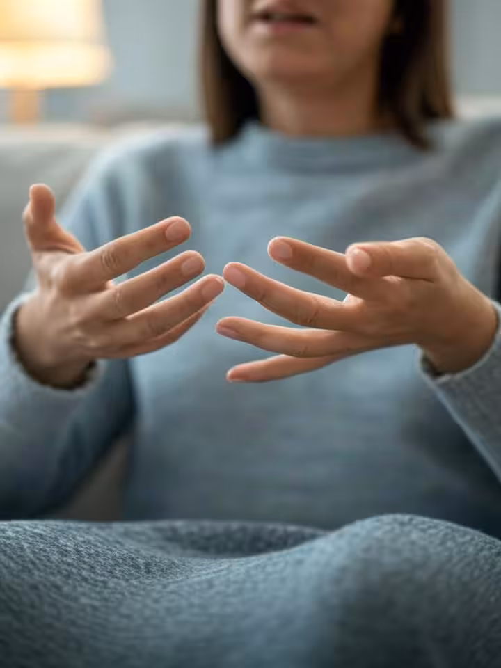 close-up of woman's hands gesturing expressively during conversation, emotional intelligence and emp